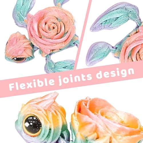 3D Printed Mini Turtle,Mystery 3D Printed Rose Egg with Articulated Turtle Inside, Adults Kids Fidget Toys Birthday Christmas, Multi Color for Home Office Decor (Pink and White Suit) thumbnail 5