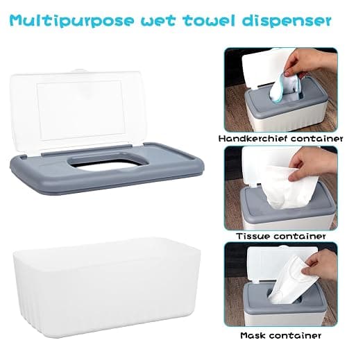 VAIPI 100 Pack Flannel Cloth Baby Wipes with Dispenser Reusable Baby Wipes Washable Natural Soft and Skin-Friendly Cloth Wipes Reusable Tissues Hand Washcloth for Cloth Diapers 8x8 Inch - White thumbnail 3