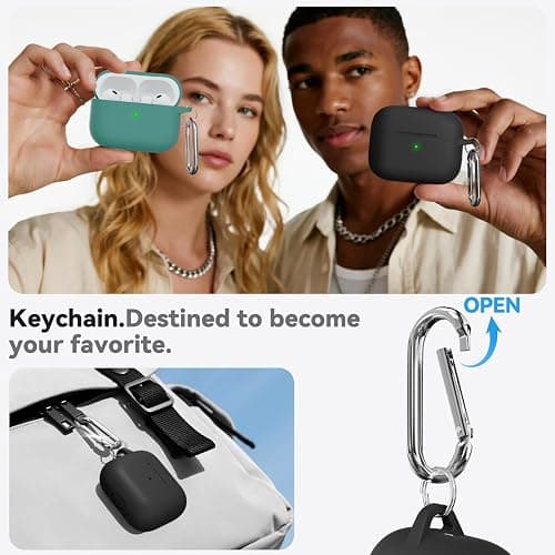 Ljusmicker for AirPods Pro 3 Case 2025 with Cleaner Kit,Soft Silicone Protective Cases for Apple AirPods Pro 3rd Generation Case for Women Men,AirPod Pro 3 Cases Cover Accessories with Keychain-Black thumbnail 5