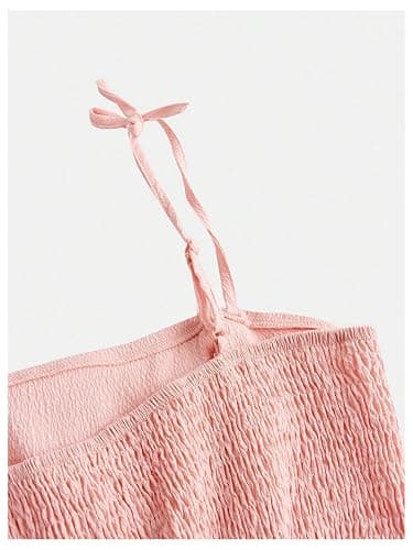 SHENHE Girl's Smocked Ruched A Line Swing Dress Layered Tie Shoulder Flowy Cami Short Dress thumbnail 4