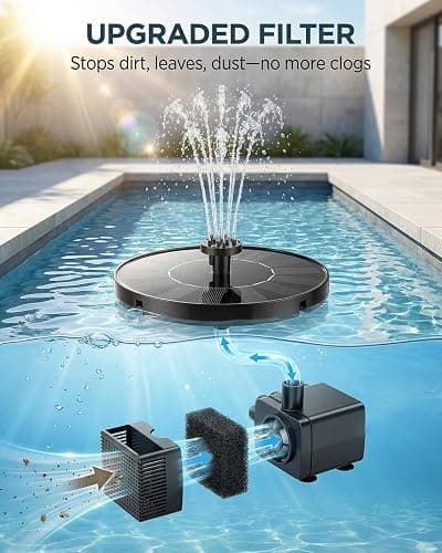 Maraiss Solar Fountain for Bird Bath, 2026 Upgrade 1.4W Solar Power Water Fountain Pump with 7 Nozzles, Free Standing Floating Powered Fountains for Garden, Pond, Pool, Birdbath (6.3 inch) thumbnail 4