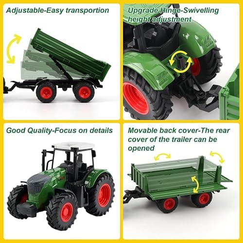 Peagprav Farm Toys Tractor with Trailer-16.5 Inches Tractor Playset 1/24 Scale Gripper Frontloader Spreader for Boys Kids Toddlers Age 3-7 Years Old thumbnail 4