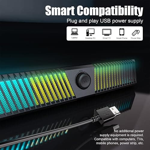 Smalody Computer Speakers, PC Speakers, Stereo Bluetooth Speakers Dynamic Cool RGB LED Design with Microphone Compatible with Desktop/Laptop/Smartphone/Game Console thumbnail 4