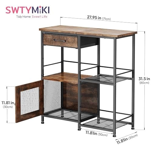 SWTYMIKI Coffee Bar Cabinet for Home - Farmhouse Coffee Stand Station Multi-Purpose Buffet Sideboard Cabinet with Drawers - Kitchen Bar Table for Living Room, Corner, Small Space, Espresso thumbnail 2