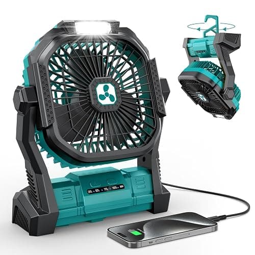 ONLYNEW Portable Fan Rechargeable, 20000mAh Cordless Battery Powered Fan with LED Lantern, USB C Battery Operated for Travel Bedroom Home Camping Tent Office Beach Desk Fishing Table - Image 1