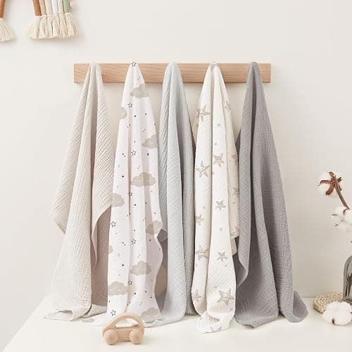Susurration Muslin Cloths for Baby, 100% Cotton Baby Muslin Squares Cloths for Newborn Boy and Girl, Soft, Breathable and Extremely Absorbent Baby Muslin Burp Cloths, 60 x 60 cm, 8 Pack thumbnail 6