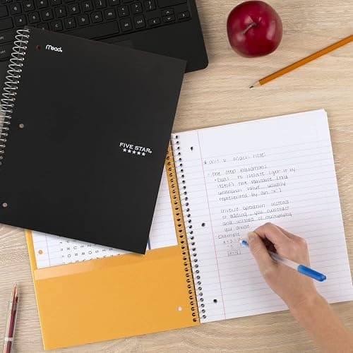 Five Star Spiral Notebook + Study App, 5 Subject, College Ruled Paper, 8-1/2" x 11", 200 Sheets, Fights Ink Bleed, Water Resistant Cover, Black (72081) thumbnail 7