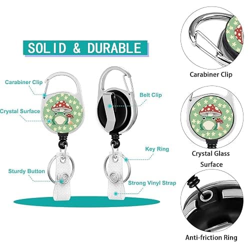 IBOVODI Mushroom Frog Badge Holder with Lanyard Funny Breakaway Lanyards with Retractable Clips Cute Daisy Floral Adjustable Neck Lanyards Name Badges Holders for Kids Nurse Teacher Student Women thumbnail 5
