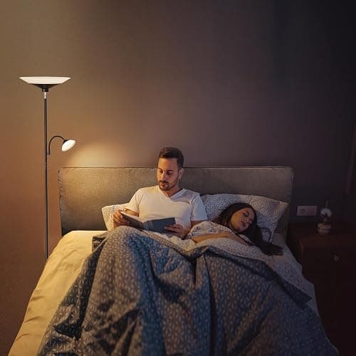 SIBRILLE RGB Torchiere Floor Lamp - 2 Way Dimmable LED Standing Lamp with Remote&Button Control, 30W Rotatable Floor Reading Light, 72'' Tall Modern Corner Lamp for Living Room Bedroom Office thumbnail 9