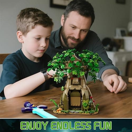 Tree & Sword Building Block Set for Boys, Compatible with Lego Set, Luminous Sword & Coin Toss Game, Magic Tree Game Action Figures Collectible Model Toys Gifts for Adult, Kids 8+ thumbnail 6