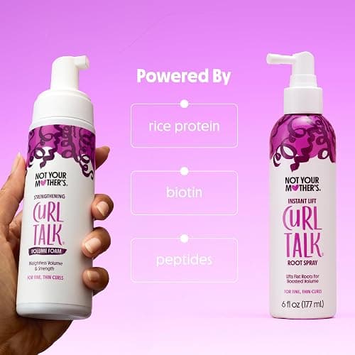 Not Your Mother's Curl Talk Instant Lift Root Hair Spray and Strengthening Volume Foam (2-Pack) - Powered by Biotin, Peptides, and Rice Protein - For Curly Hair Types thumbnail 6