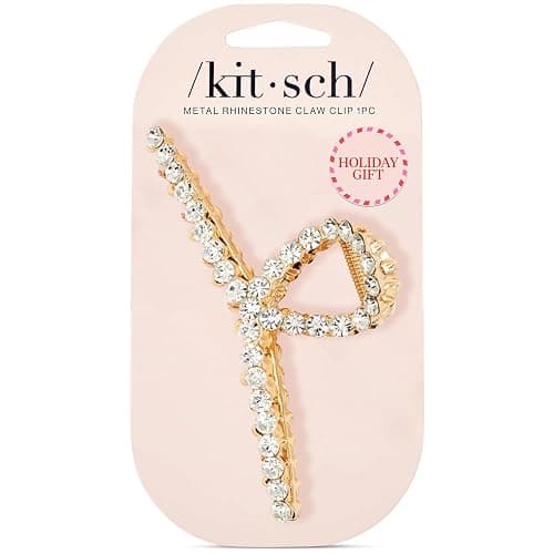 Kitsch Gold Loop-Shaped Hair Clip for Women with Rhinestones - Durable Metal, Strong Hold, & Elegant | Gold Hair Accessories | Ideal Gifts for Women - 1pc - Image 1