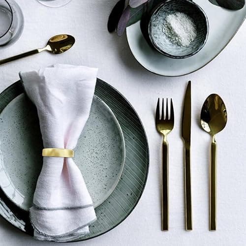 Cuff Brushed Gold Napkin Rings Set of 4, Modernist Napkin Ring Holder for Wedding, Banquet, Metallic Adornment for Table Settings, Glossy Serviette Buckles Decor (Semicircle) thumbnail 2