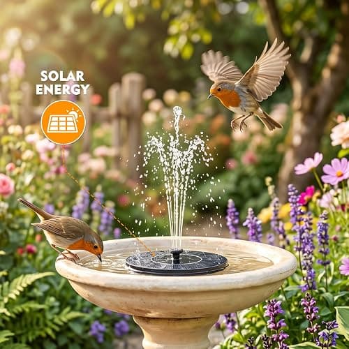 Mademax Solar Bird Bath Fountains, Upgrade 1.4W Solar Fountain Pump with 8 Nozzles & 4 Brackets, Free Standing Floating Solar Powered Water Fountain Pump for Bird Bath, Garden, Pond, Pool, Outdoor thumbnail 2