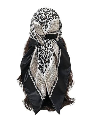 RoseSeek Women's Leopard Print Silk Scarf Satin Square Scarves Cheetah Headband Sleeping Hair Wraps - Image 1