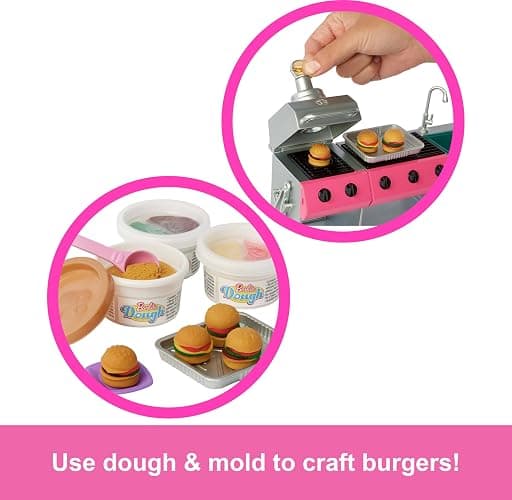 Barbie Dream Camper New for 2025 Playset with Roof Tent, Swing Chair, Fishing Pond, BBQ Grill with Color-Change Feature & 60+ Accessories Including Dough thumbnail 5
