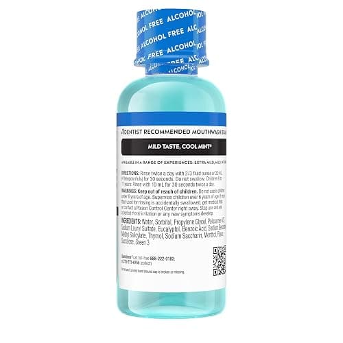 Listerine Cool Mint Alcohol-Free Mild Mouthwash, Oral Rinse Kills 99.9% of Germs that Cause Bad Breath, Less Intense Taste, Mild Mint Flavor, 3.2 fl. oz thumbnail 8