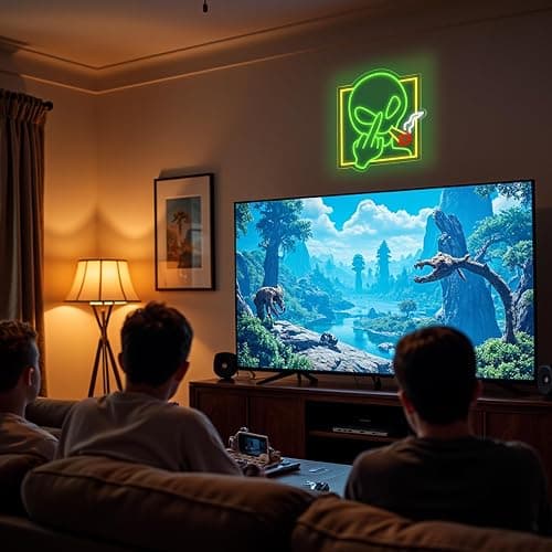 Green Alien Dimmable LED Neon Sign | Wall Decor for Bedroom, Game Room & Home Bar | Kids Birthday Gift thumbnail 9