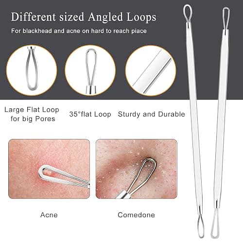 Boxoyx Pimple Popper Tool Kit - 6 Pcs Blackhead Remover Comedone Extractor Tool Kit with Metal Case for Quick and Easy Removal of Pimples, Blackheads, Zit Removing, Forehead, Facial and Nose(Silver) thumbnail 3