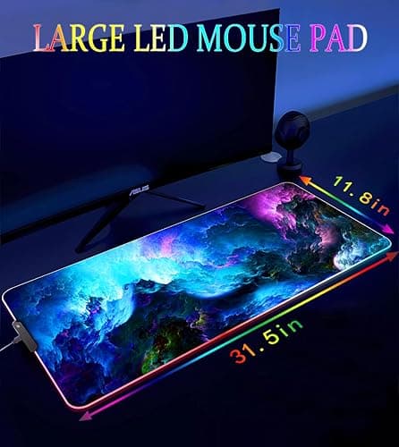 Armanza RGB Gaming Mouse Pad, Large Mousepad with Led Light, Keyboard Pad Gaming Accessories for Desk, Non-Slip Rubber Base Big Mouse Mat for Gamer, 31.5 X 11.8 Inch, Dazzling Galaxy thumbnail 4