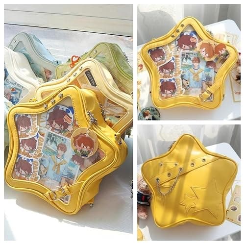 Vobomo Kawaii Ita Bag Backpack Star Pins Display Crossbody Bag with Insert Y2k Aesthetic Cute Handbag for Anime Comic Con (Yellow) thumbnail 3