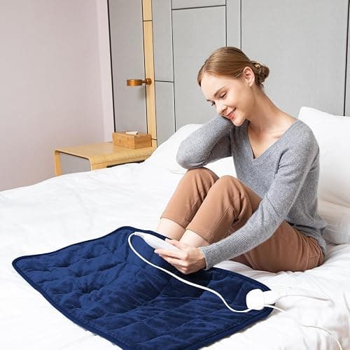 Ambershine 17''x33'' Weighted Heating Pad, 5.2lbs with 12 Temperature Settings & 4 Auto-Off Timers, Pain Relief for Back/Neck/Shoulders/Abdomen/Legs, Christmas Gifts for Mom Dad Women Men(Dark Blue) thumbnail 7