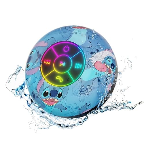 Disney Lilo and Stitch Bluetooth Shower Speaker w/Suction Cup – IPX4 Splash Proof Stitch Speaker for Shower, Baths| Up to 5 HRs Playtime, Built in Controls and Mic- Gifts for Fans of Stitch Stuff - Image 1