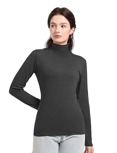 Dalavch 4 Pack Women’s Turtle Neck Long Sleeve Shirts Fall Fashion Turtleneck Baselayer Undershirts Tops Underscrub thumbnail 2