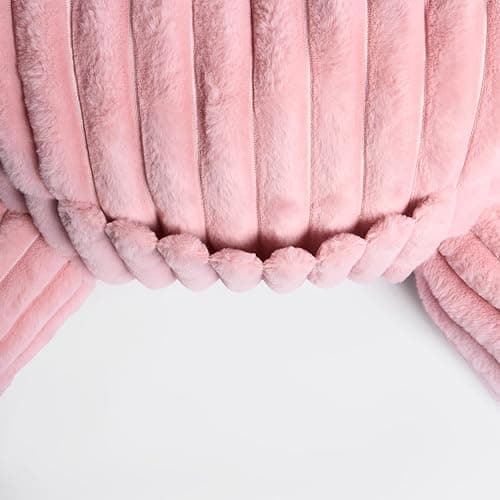 OHS Reading Pillow Faux Fur Ribbed, Heatable Pocket Cuddle Cushion for Bed Super Soft Cosy Pillow with Arms Support Pillows for Sitting up in Bed, Blush Pink thumbnail 8