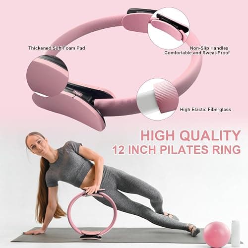 KANGFITER Pilates Equipment Kit for Home Workout, Pilates Ring and Ball Set with Adjustable Ankle Wrist Weights, Resistance Bands, Tape Measure, Bag, Pilates Essentials Accessories for Women Yoga thumbnail 3