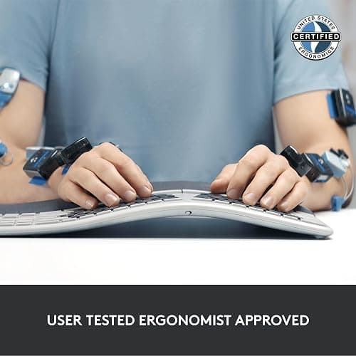 Logitech ERGO K860 Wireless Ergonomic Keyboard - Split Keyboard, Wrist Rest, Natural Typing, Stain-Resistant Fabric, Bluetooth and USB Connectivity, Compatible with Windows/Mac, Black thumbnail 5