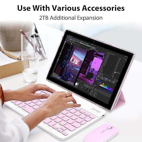 Android 15 Tablet 10 Inch, 18GB RAM+128GB ROM/2TB Expandable, 2 in 1 Tablets with Keyboard Case Mouse Stylus, 2.0GHz Quad-core Processor, 1280*800 IPS HD Screen, 5G WiFi6 BT 5.0, 8MP Camera Tableta PC thumbnail 7