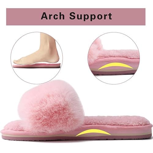 COFACE Arch Support Slippers for Women Ladies Faux Fur Slip On Sliders Orthopedic Slippers for Plantar Fasciitis thumbnail 5