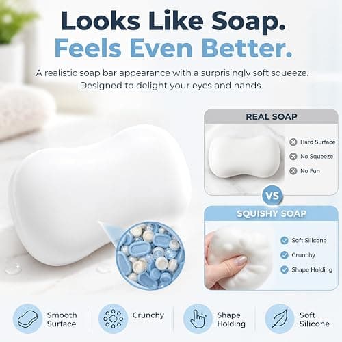 Crunchy Soap Squishy, Realistic TPR Crunchy Squishy Stress Fidget Toy | Crunchy Soap Squishy Toy Relief Sensory Fidget with Satisfying Crush Sound Anxiety Release for Office Desk Adults Teens thumbnail 3