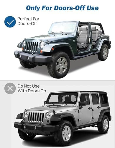 JOYTUTUS Wrangler Mirrors Doors Off Compatible with Wrangler TJ JK & Unlimited, Wrangler JK Side Mirrors for Wrangler 1997-2018, Wider View No Vibrate & Wobble (Patented), Does Not Fit on Doors thumbnail 8