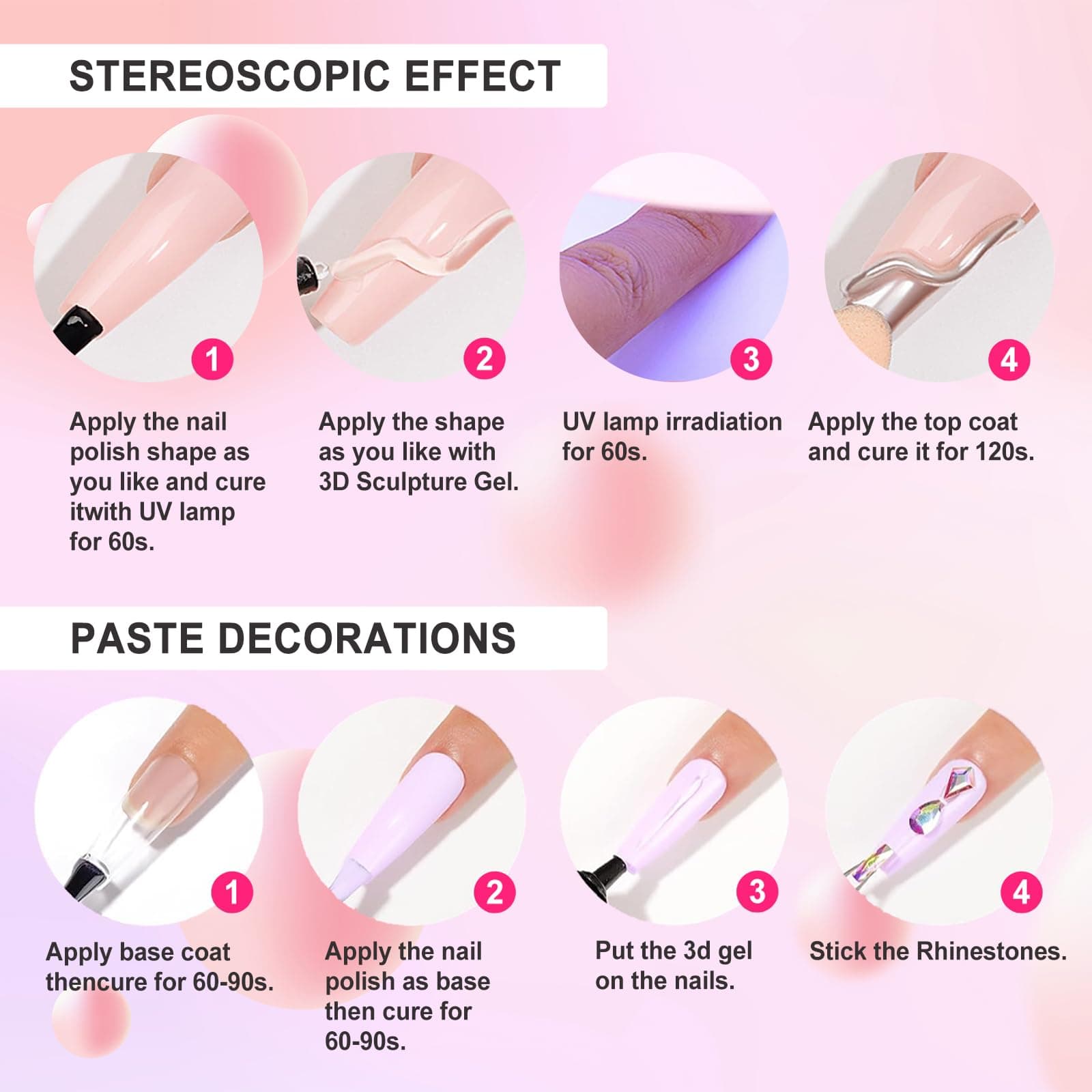Sularpek 2Pcs 15G Gel 3D Nail Art Multi Functional Culture Transparent Sculpture for Nail Art for Nail Charms DIY Design Sculpture Styling Home thumbnail 6