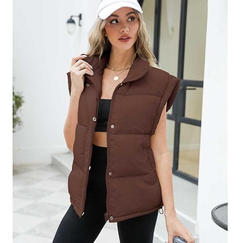 Ainangua Women's Puffer Vest Stand Collar Zipper Sleeveless Jackets Winter Lightweight Vests Warm Padded Jacket Coat thumbnail 7