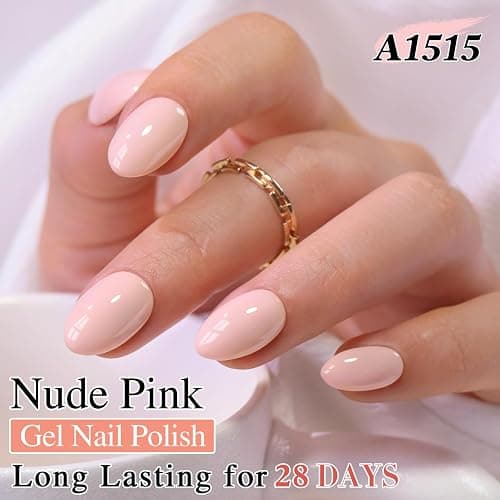 Double Rhythm 0.5 Oz Gel Nail Polish Neutral Natural Same Color Same Bottle Translucent Light Milky Pastel 15ML Manicure French Design Art DIY at Home (Nude Pink-A1515) thumbnail 2