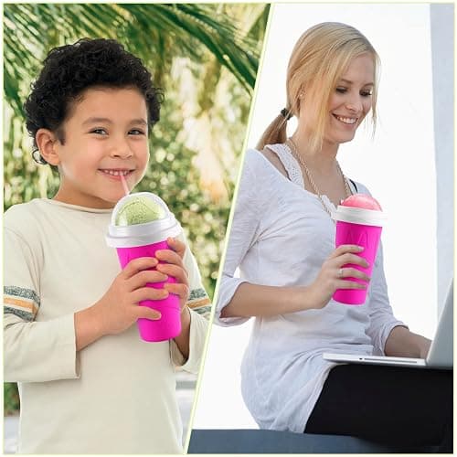 RELPOM Slushie Maker Cup, Magic Quick Frozen Smoothies Cups, Cooling Cup, Slushy Cups, Ice Cream Make, Cool Stuff Things Gadgets Funny Gifts for Kids (Pink) thumbnail 2