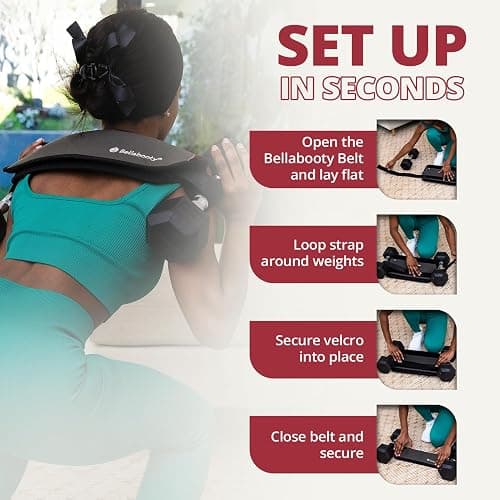 Bellabooty Premium Hip Thrust Belt - Adjustable Exercise Belt for Glutes & Squats, Hip Thrust Pad for Comfort, Versatile Gym Equipment for Home - Weightlifting Belt Support for Women thumbnail 8