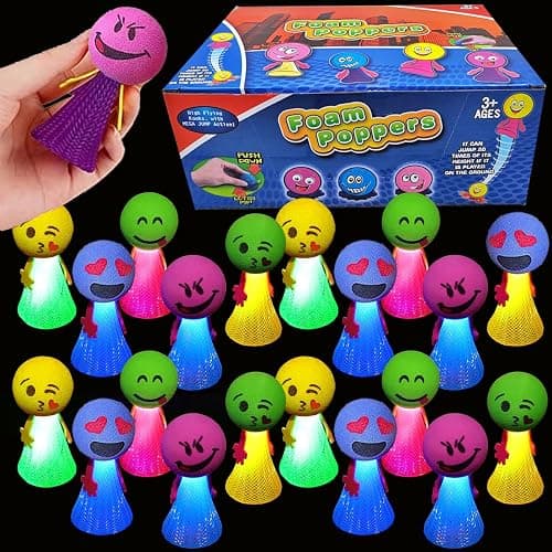 Liberty Imports 24 PCS Jumping Emoticon Popper Spring Launchers LED Light Up Toy Bouncy Party Favors Supplies and Goodie Bag Fillers for Kids, Toddlers (Light Up) thumbnail 7