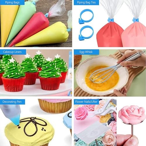 Makmeng 268PCS Cake Decorating Kit - Cake Decorating Tools with Cake Turntable, Piping Bags and Tips Set, 2 Icing Spatulas, 3 Cake Scraper, Russian Piping Kit - Baking Supplies for Beginners thumbnail 5