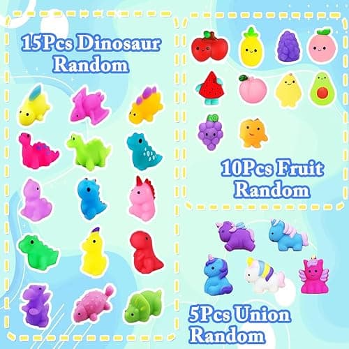 Pack of 60 Squishy, Kawaii Squeeze Toy, Anti-Stress Toy with Different Animal Motifs, Mochi Squishy, Fidget Toys, Give Aways Children's Birthday, Mochi, Squishy, Squeeze Toy (Random) thumbnail 2