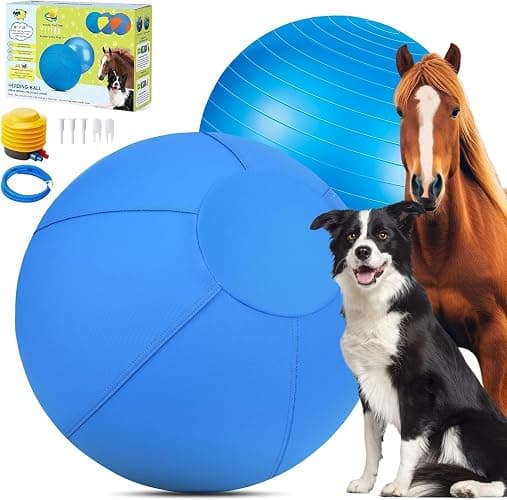 Herding Ball for Dogs and Horses - 18" Jolly Ball for Dogs, Agility Training Equipment, Herding for Australian/German Shepherd, Improved Bite-Resistant, Reinforced Sewing Dog Toys - Blue Medium - Image 1