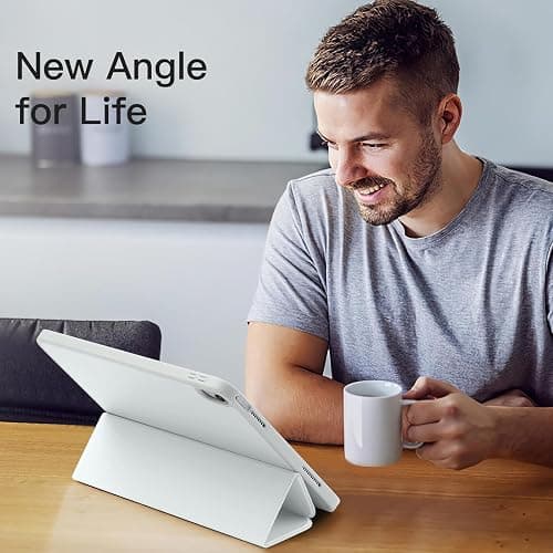 Akkerds Compatible with iPad (A16) 11th Generation Case 11 Inch 2025, for iPad 10th Generation Case 10.9 Inch 2022 with Pencil Holder, Slim Trifold Stand Protective Cover with Soft TPU Back, White thumbnail 2