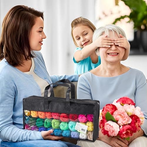 Inscraft 48 PCS Crochet Yarn Kit, 1400 Yards 40 Colors Acrylic Yarn Skeins, 2 Crochet Hooks, 2 Weaving Needles, 4 Stitch Markers, 1 Bag, Yarn for Crocheting & Knitting, Gift for Beginners and Adults thumbnail 7
