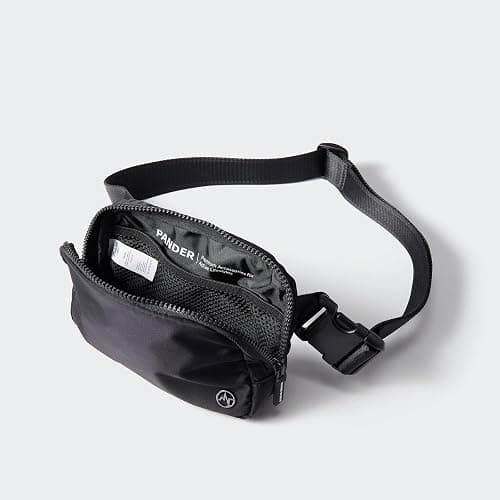 Pander Two Way Zipper Fanny Pack Nylon Everywhere Belt Bag for Women, Water Repellent Waist Packs, Crossbody Bags with Adjustable Strap (Black). thumbnail 4