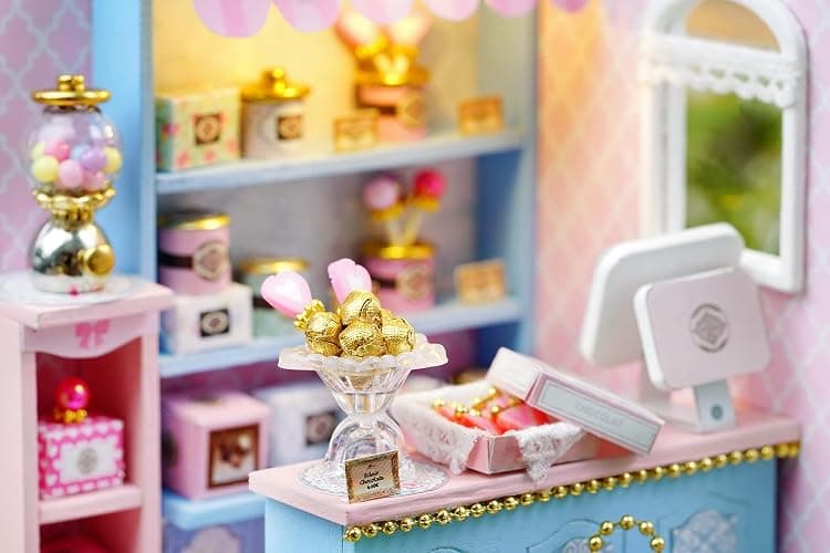 CUTEROOM DIY Doll House Miniature Furniture Wooden House Kit with Dust Cover & LED Light and Accessories - New Three Styles QT Series Dollhouse (QT045) thumbnail 6