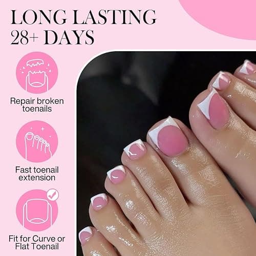 Luckyfairy Square Toe Nail Tips, 504Pcs 15 Sizes Full Cover Press On Toenails for Women, Long Wider Pre-etched Double Matte Fake Toenails for Big Toe Nail Extensions Home DIY Salon Soak Off thumbnail 2