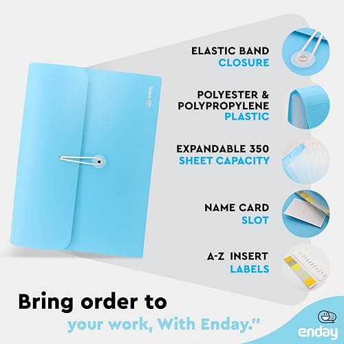 Accordion File Organizer 13 Pocket Expanding File Folder with Labels, Accordion File Organizer Letter Size Letter A4 Paper for Receipts, Bills and Documents 13" x 9.5” –by Enday - 13 POCKET - Blue thumbnail 4